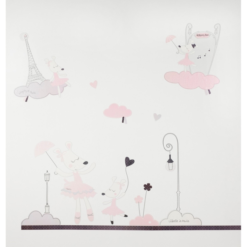 Stickers muraux Petite souris 70x50cm en Papier Rose -
