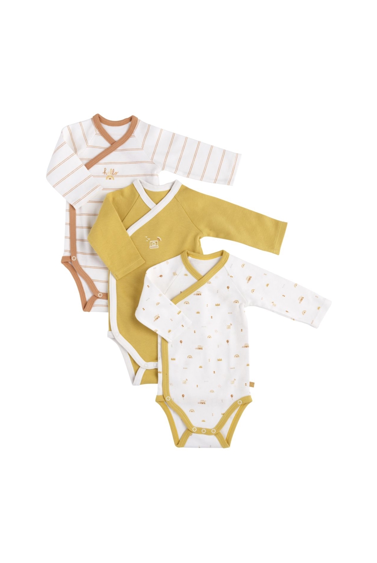 Bodies bébé en coton à manches longues lot de 3 1