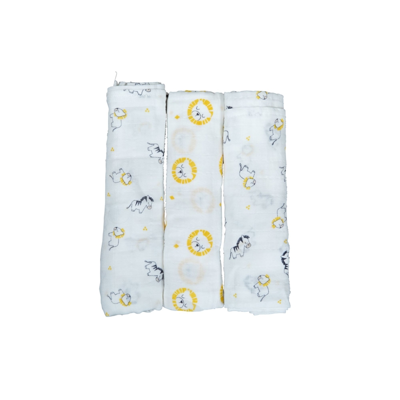 Lot de 3 langes coton bio Pluche et pompon -