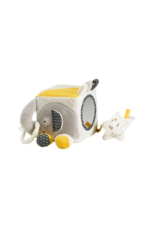 Cube d'activités bébé en velours gris