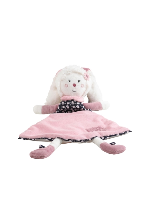 Doudou mouchoir lapin en velours blanc