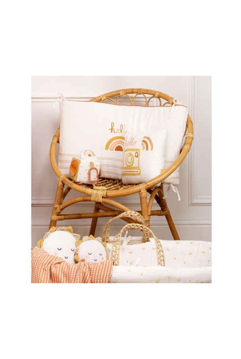 Tour de lit bébé 200x40cm en coton blanc