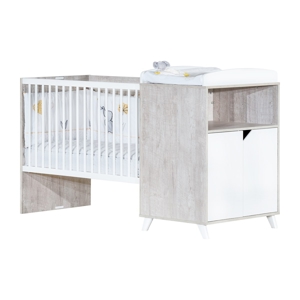 Lit bébé combiné évolutif 120x60 en 90x190 Scandi gris 1