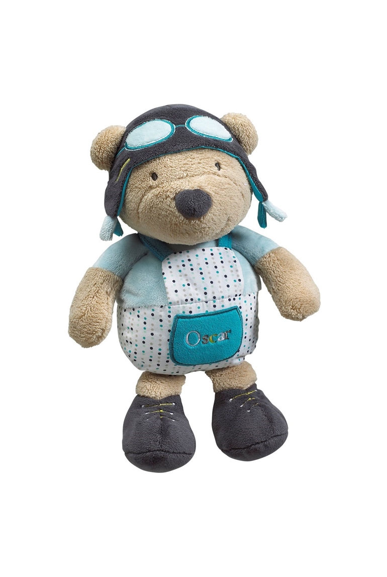 Doudou Ourson en velours Bleu 1