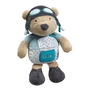 Doudou Ourson en velours Bleu 1