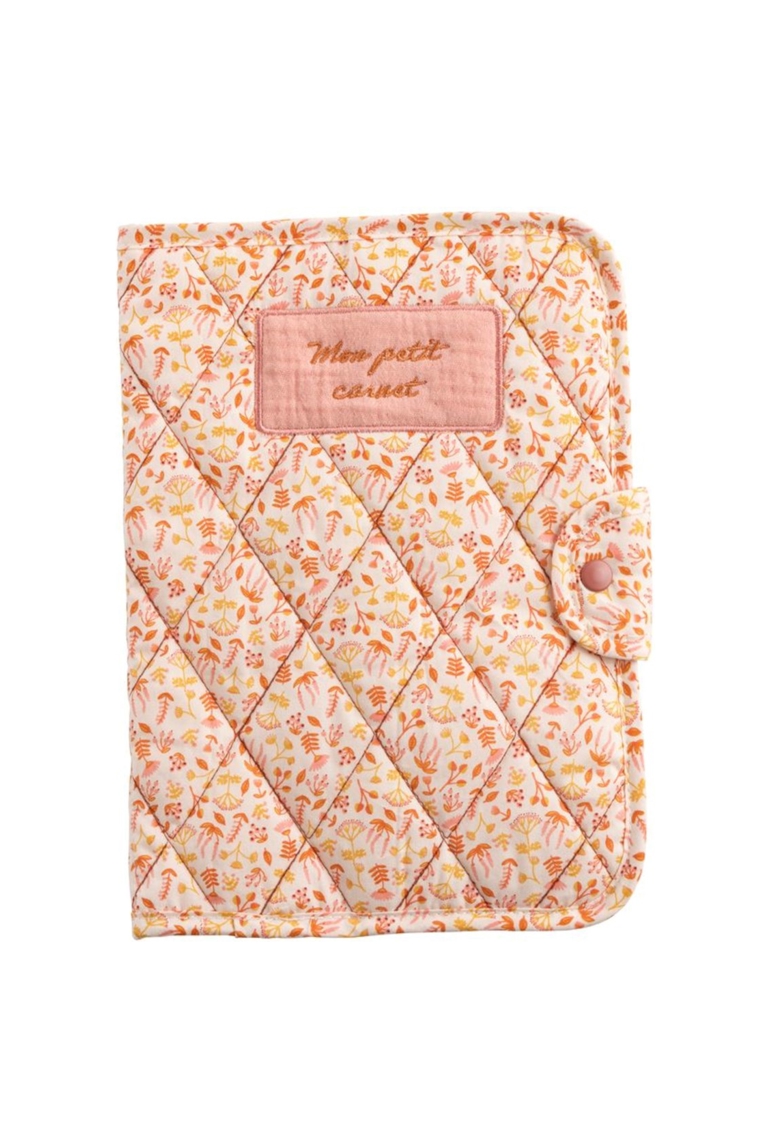 Protège carnet santé en coton rose 1