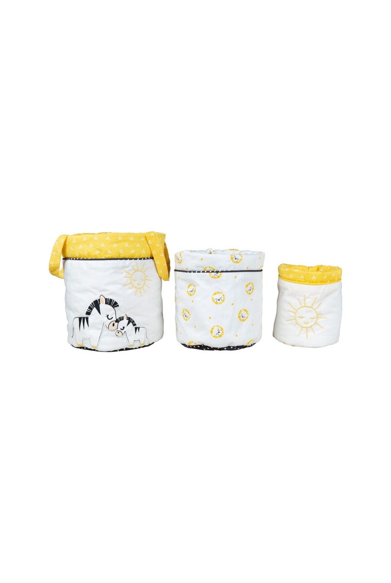 Lot de 3 panieres gigognes en coton blanc 1