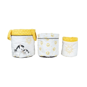 Lot de 3 panieres gigognes en coton blanc 1