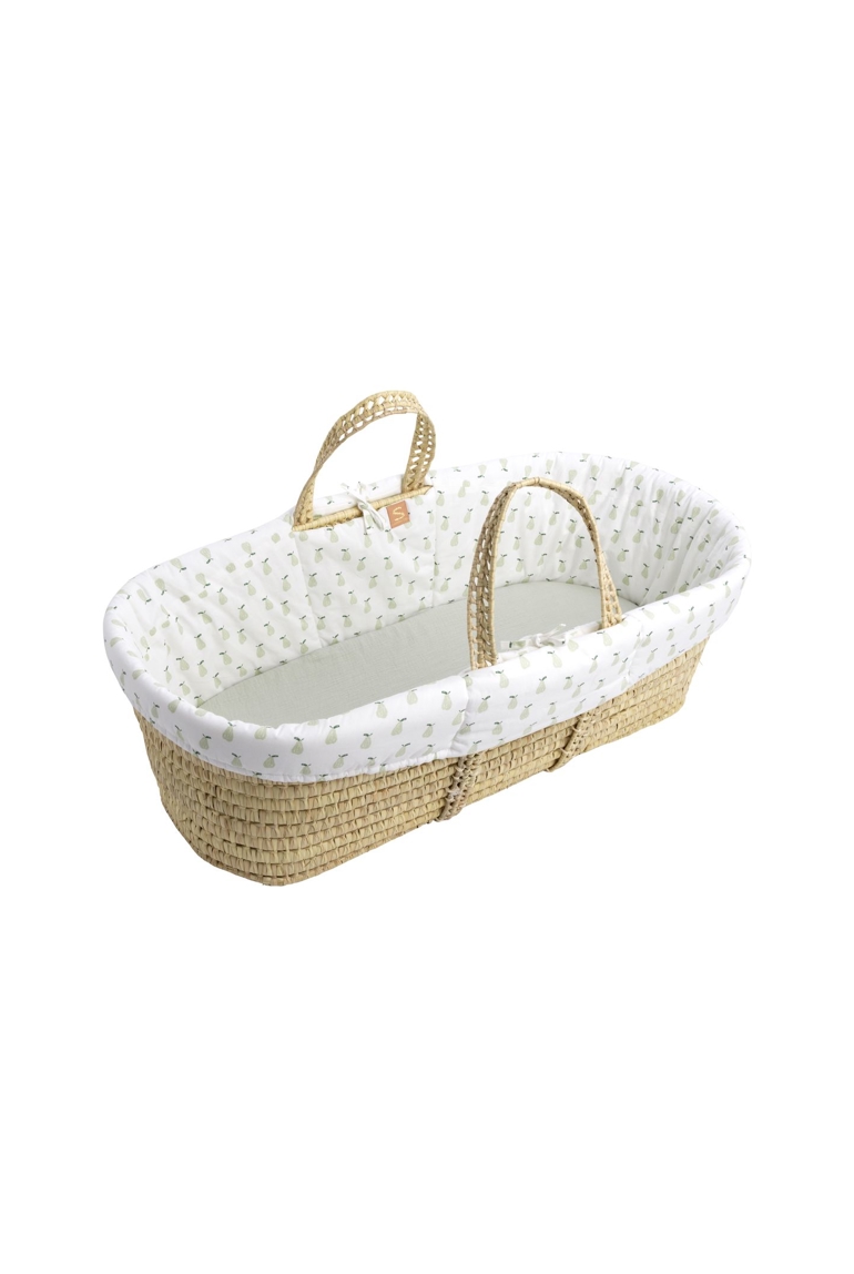 Couffin bébé en fibres naturelles avec habillage tissu 1