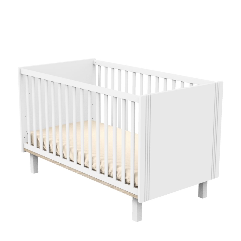 Sauthon - Lit bébé évolutif en lit junior Eléonore blanc -