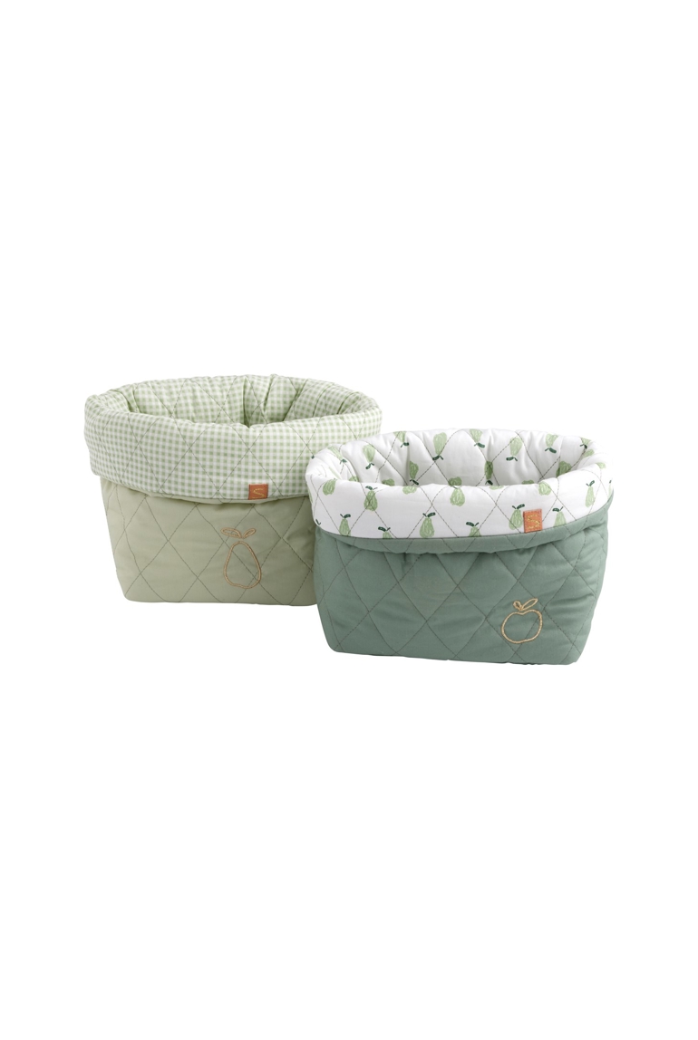 Lot de 2 panières en coton Vert tilleul 1