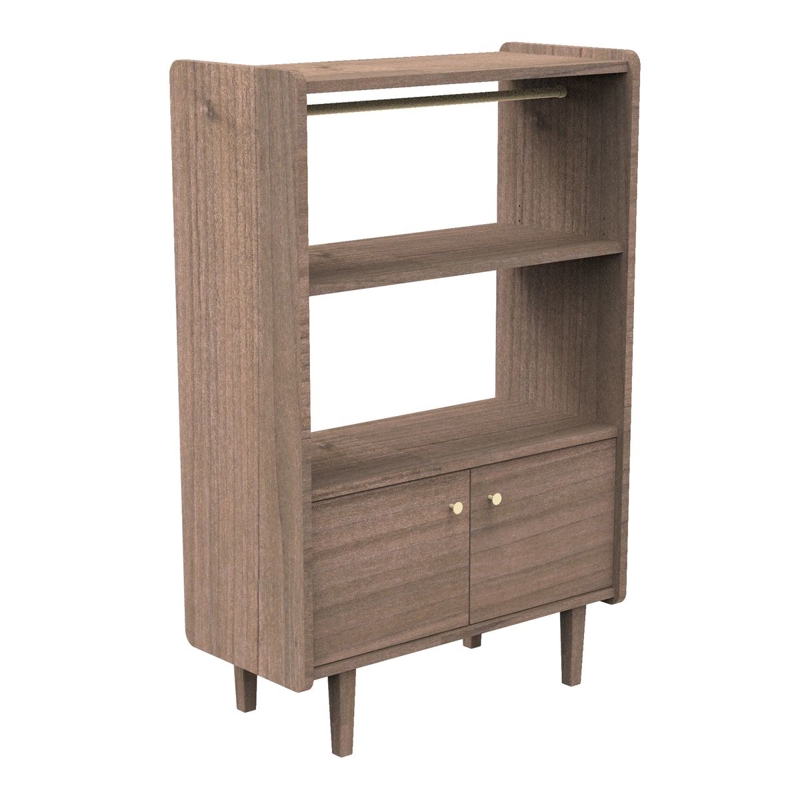 Sauthon - Bibliothèque 2 portes et 1 penderie en bois avec boutons métal - - Dès la naissance