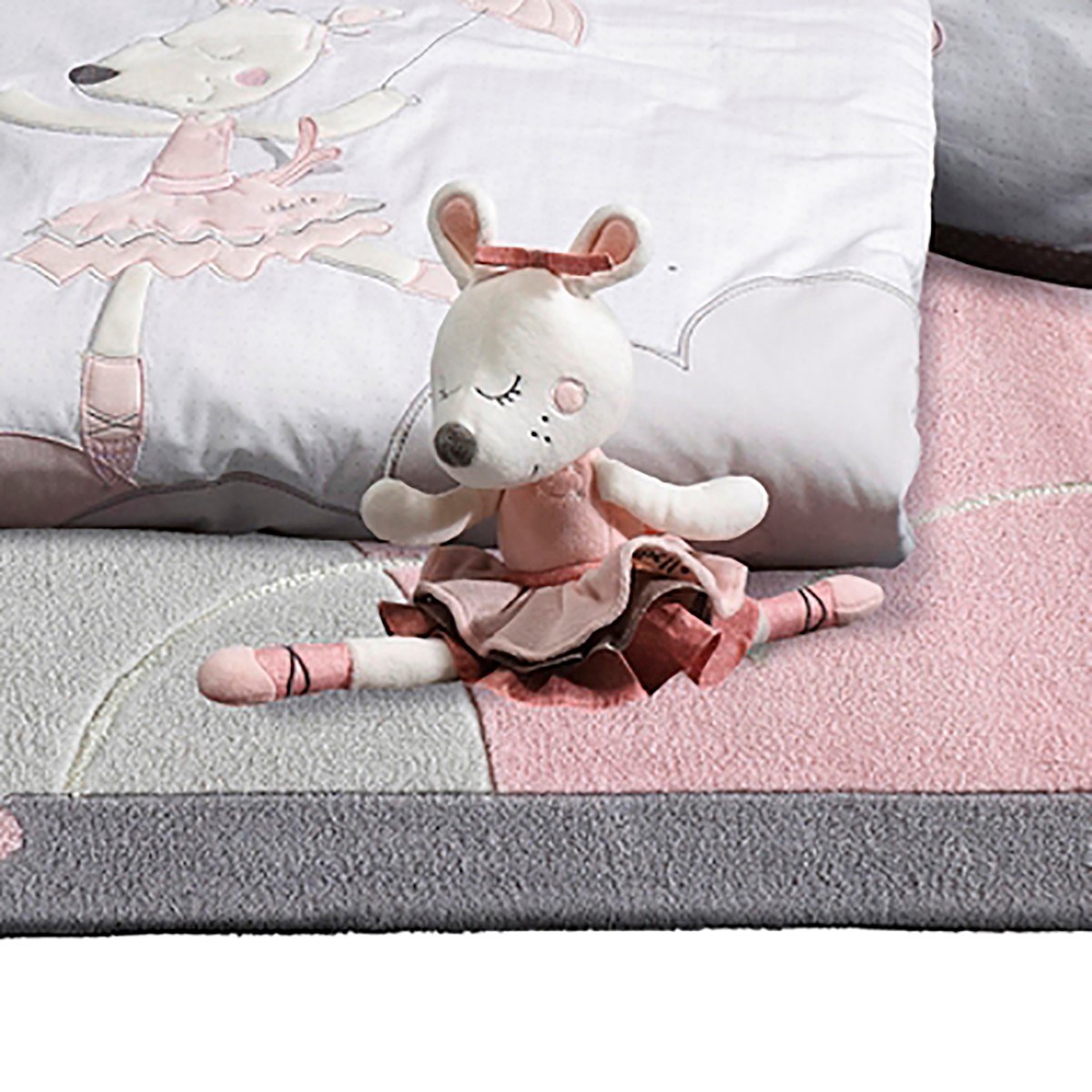 Doudou Petite Souris danseuse etoile en velours Rose Okaidi Obaibi