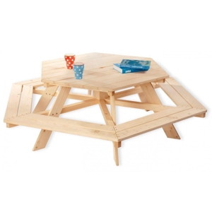 Table et bancs 6 places en bois Nicky 1