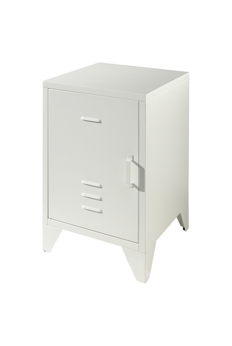 Table de chevet métal Bronxx blanc 1