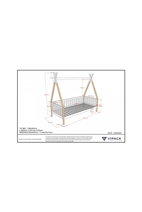Lit 90X200cm Tipi HK