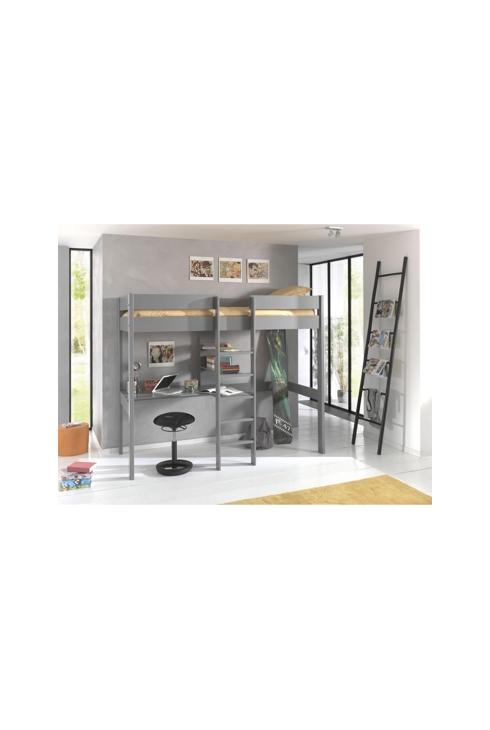 Lit mezzanine avec bureau gris