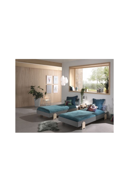 2 lits empilables 90x200cm Modulo gris