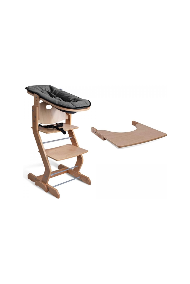 Chaise haute avec attache bébé et plateau naturel 1