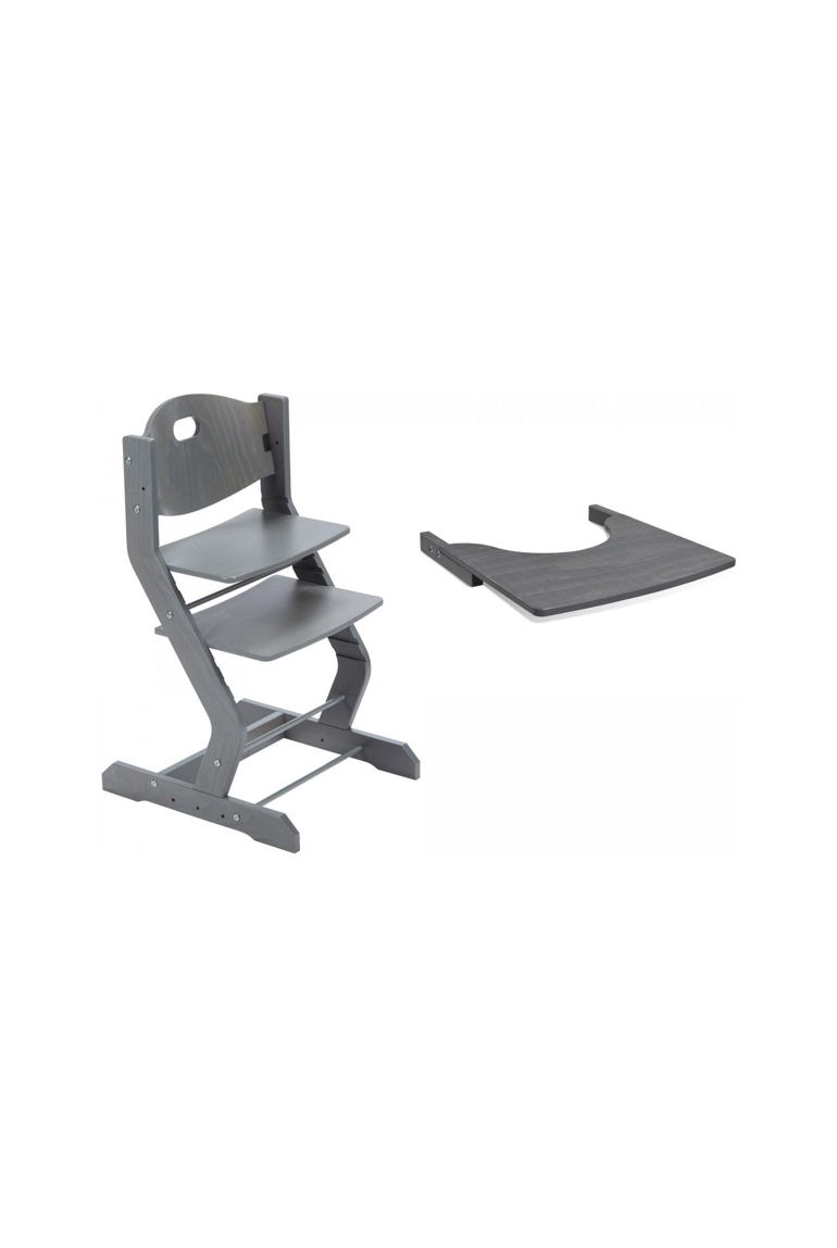 Chaise haute avec plateau gris 1