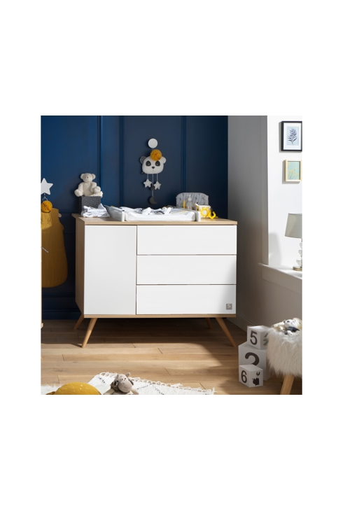 Commode 1 porte 3 tiroirs en bois