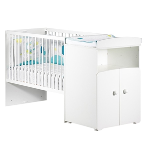 Lit bébé combiné évolutif 120x60 en 90x190 boutons boules Basic 1