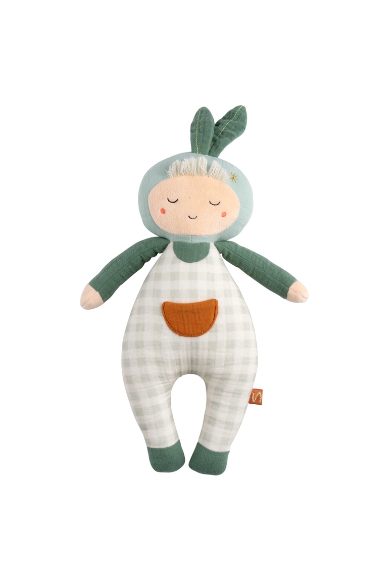 Doudou jardinier en coton Vert tilleul 1