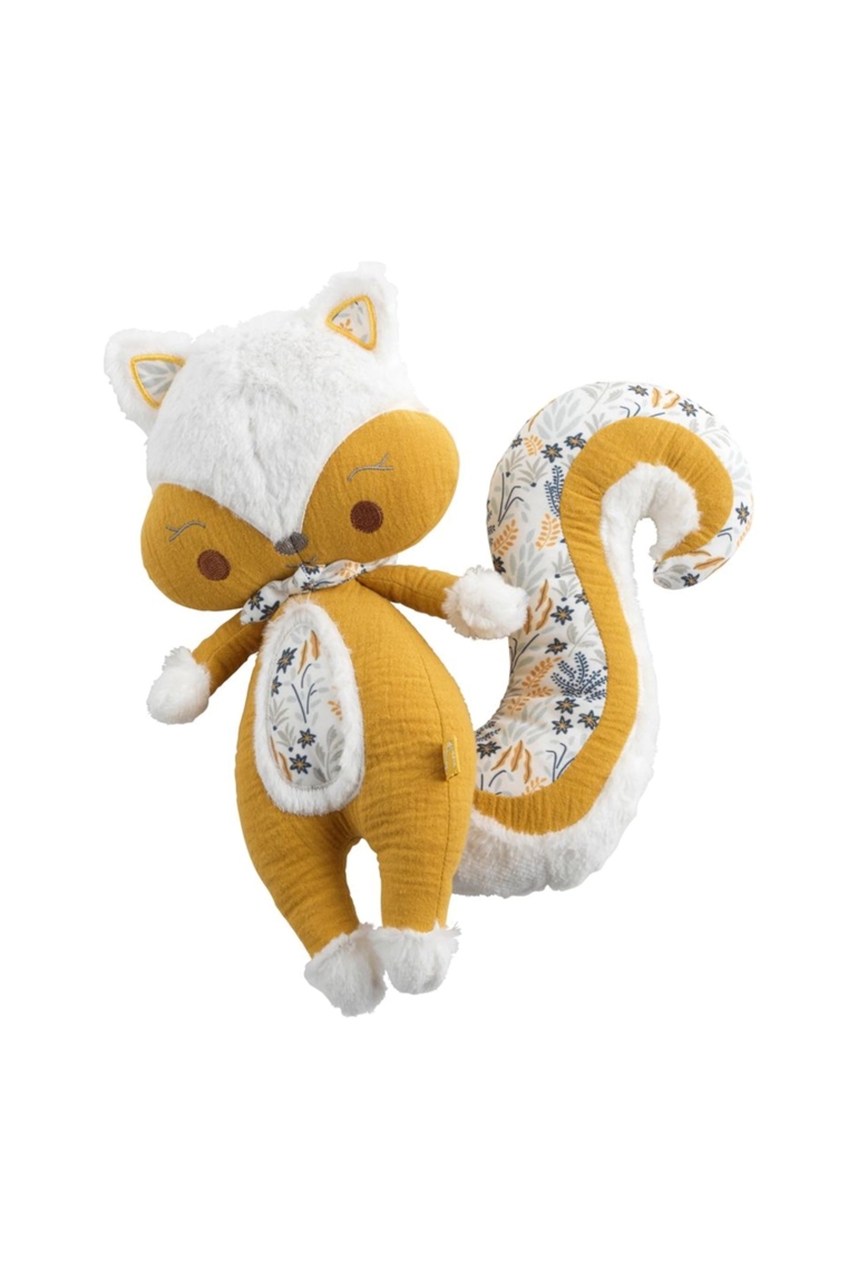 Doudou écureuil  en velours jaune foncé 1