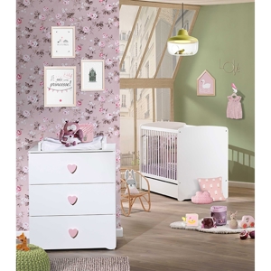 Chambre complète bébé avec lit 120x60cm et commode à langer 1