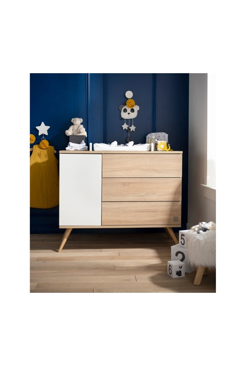 Commode 1 porte 3 tiroirs en bois