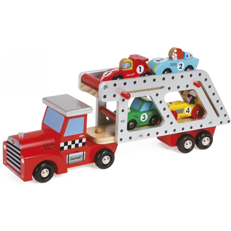 Juratoys-Janod - Camion transporteur 4 voitures - - Dès 3 ans