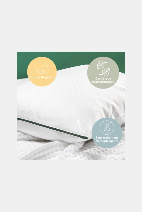 Oreiller moelleux TENCEL et Coton Bio Hawi