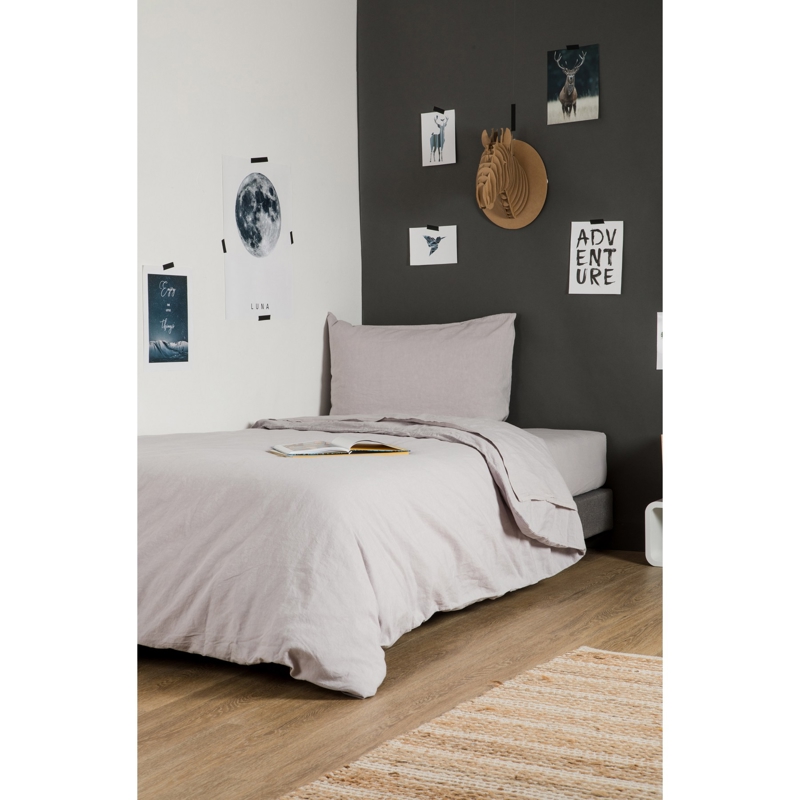 Kadolis - Housse de Couette Enfant en Lin et Coton Bio + taie d'oreiller - Mixte