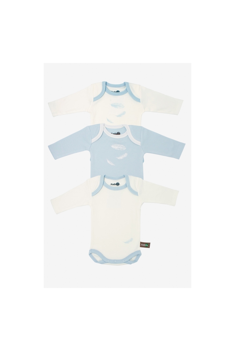 Lot de 3 Body manches longues en Coton Bio à motifs plumes 1