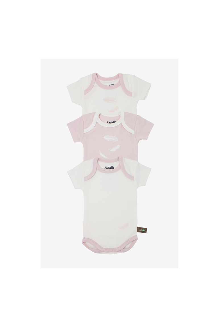 Lot de 3 Body manches courtes en Coton Bio à motifs plumes 1