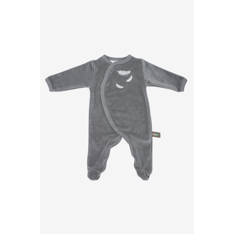 Kadolis - Pyjama bébé en Coton Bio à motifs plumes blanches - Mixte