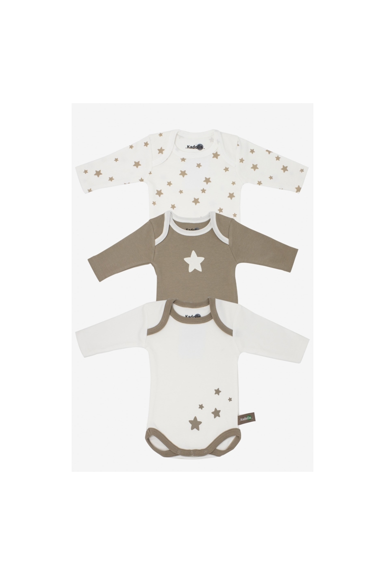 Lot de 3 Body manches longues en Coton Bio à motifs étoiles 1