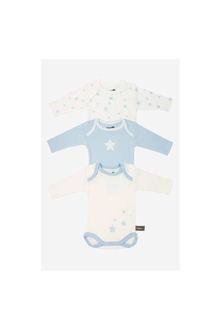 Lot de 3 Body manches longues en Coton Bio à motifs étoiles 1