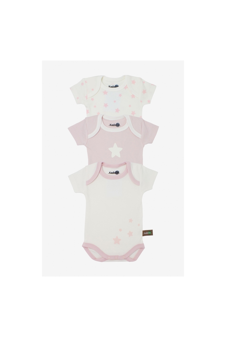 Lot de 3 Body manches courtes en Coton Bio à motifs étoiles 1
