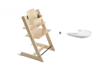 Chaise tripp trapp naturel avec baby set et tablette, Stokke 1