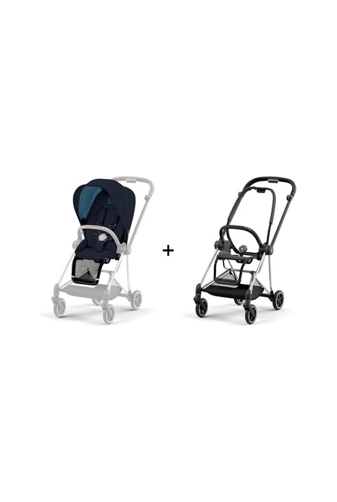 Poussette mios 3 châssis chrome noir habillage midnight blue, Cybex