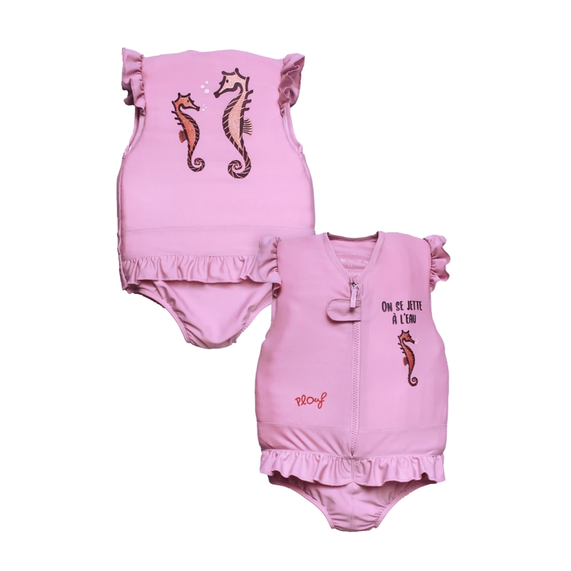 Maillot de bain flottant : Hippocampe Lavande - T3 de 15 à 17kg