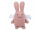 Ange Lapin Doudou avec Hochet 20cm Coton bio vieux rose, Trousselier