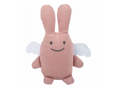 Ange Lapin Doudou avec Hochet 20cm Coton bio vieux rose, Trousselier 1