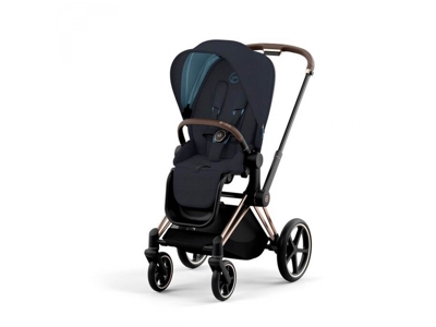 Poussette priam 4 châssis rose gold siège midnight blue plus (tissu premium), Cybex 1