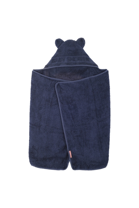 Cape de bain à oreilles Baby Shower bleu marine