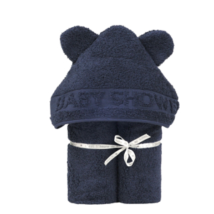 Cape de bain à oreilles Baby Shower bleu marine 1