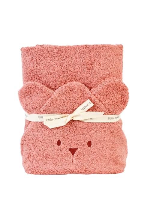 Cape de bain à  oreilles Ourson - bois de rose 1