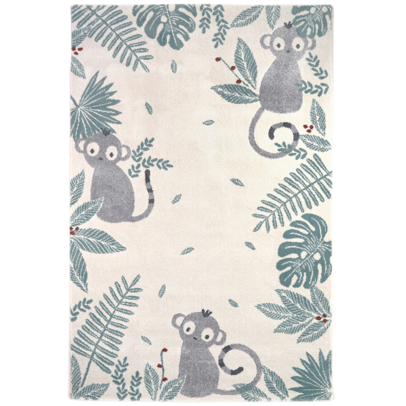 Tapis petits singes 120x 170cm MONKEY PARADISE GRIS -