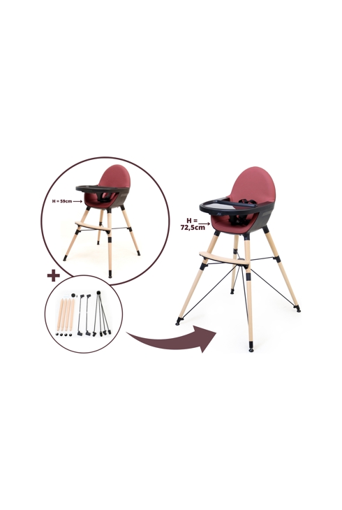 Réhausse Chaise haute bébé évolutive CONFORT Noir et Bordeaux